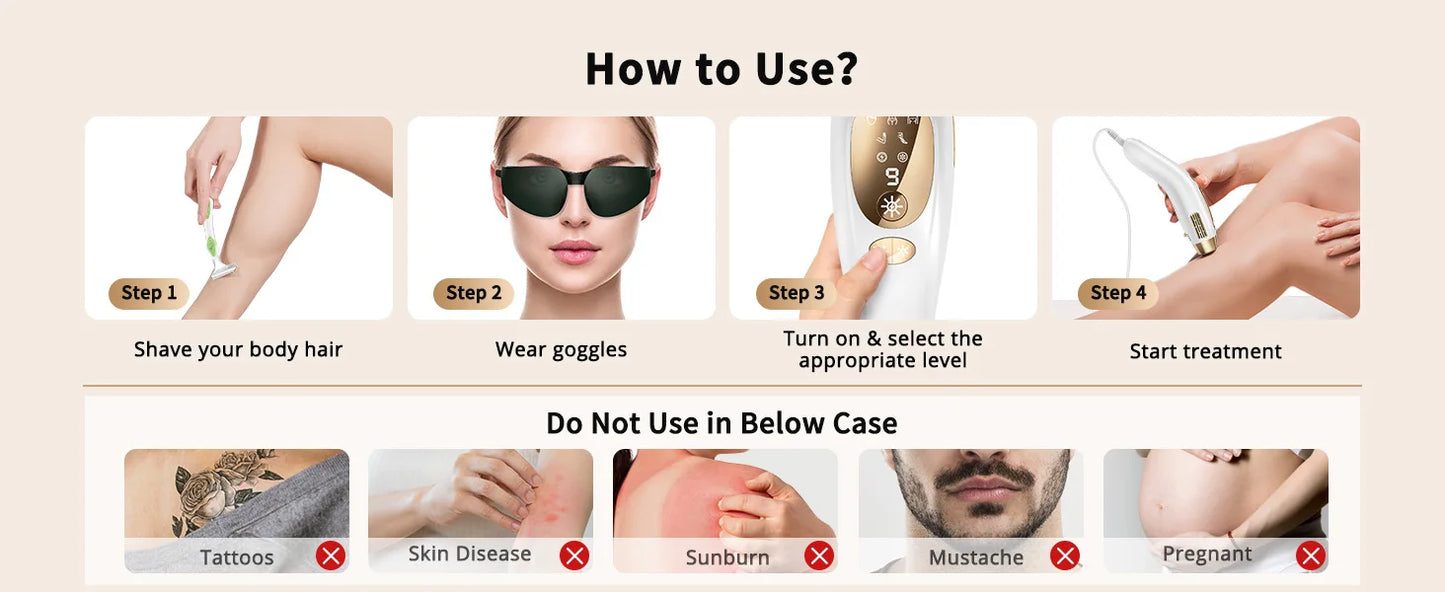 Unlimited Flashes Painless Epilator IPL Hair Remover